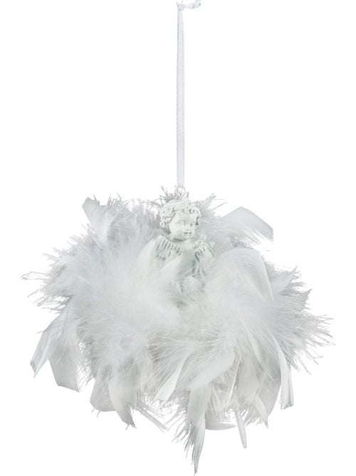 Suspension de noël plumes ange sur couronne - Kiabi