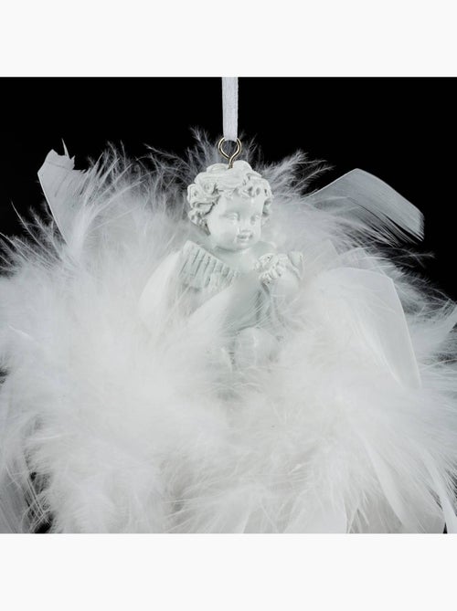 Suspension de noël plumes ange sur couronne - Kiabi