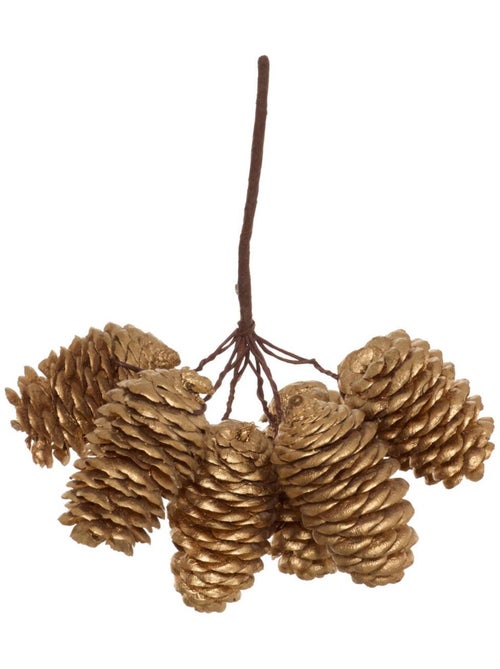 Suspension de sapin branche longue pomme de pin dorée 13 cm - Kiabi