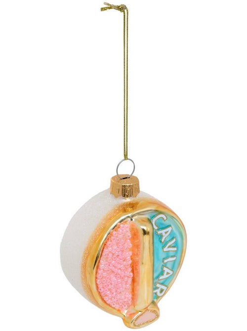 Suspension de sapin caviar en verre rose et blanc 8 cm - Kiabi