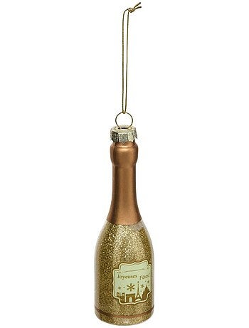 Suspension de sapin champignon en verre doré 12 cm