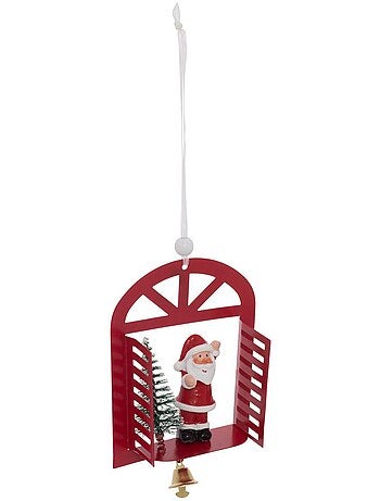 Suspension de sapin fenêtre avec père noël, bonhomme de neige et sapin en métal 14 cm