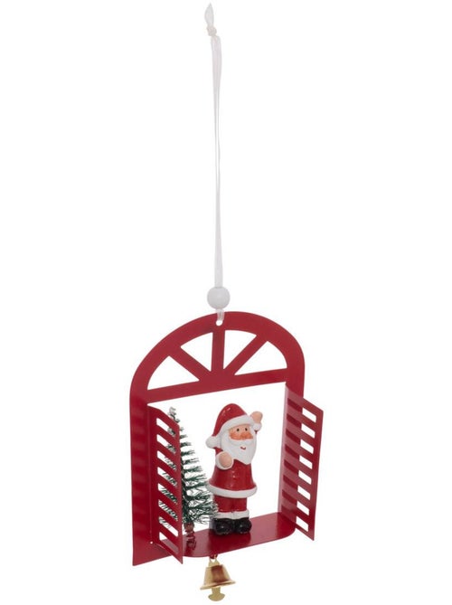 Suspension de sapin fenêtre avec père noël, bonhomme de neige et sapin en métal 14 cm - Kiabi