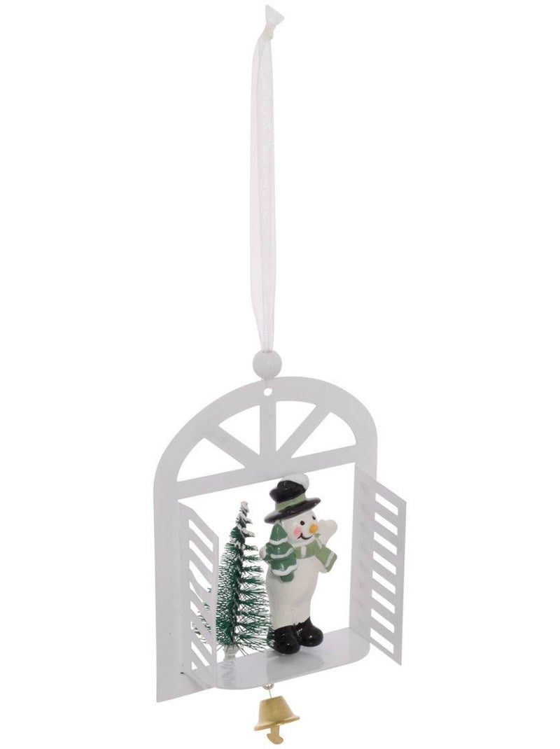 Suspension de sapin fenêtre avec père noël, bonhomme de neige et sapin en métal 14 cm Rouge - Kiabi