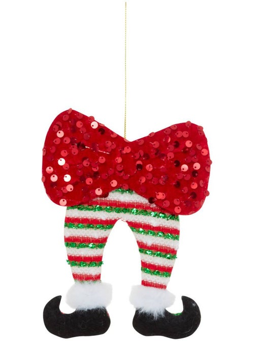 Suspension de sapin jambes de lutin avec nœud rouge 16 cm - Kiabi