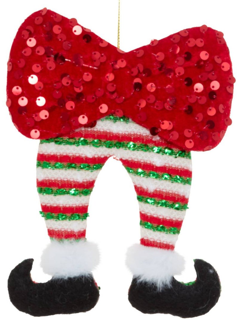 Suspension de sapin jambes de lutin avec nœud rouge 16 cm Rouge - Kiabi
