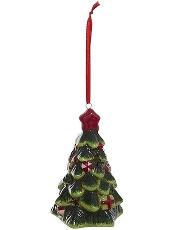 Suspension de sapin lumineuse motif sapin en céramique 10 cm