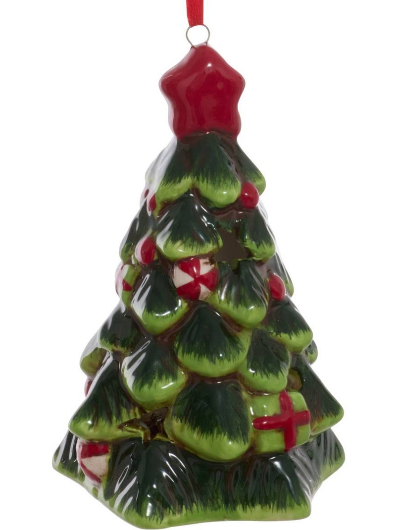 Suspension de sapin lumineuse motif sapin en céramique 10 cm Vert - Kiabi