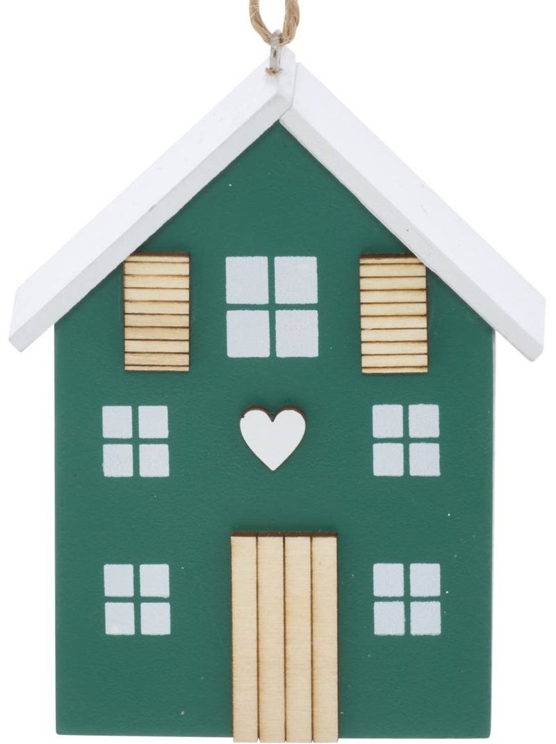 Suspension de sapin maison en bois rouge et vert 10 cm Rouge - Kiabi