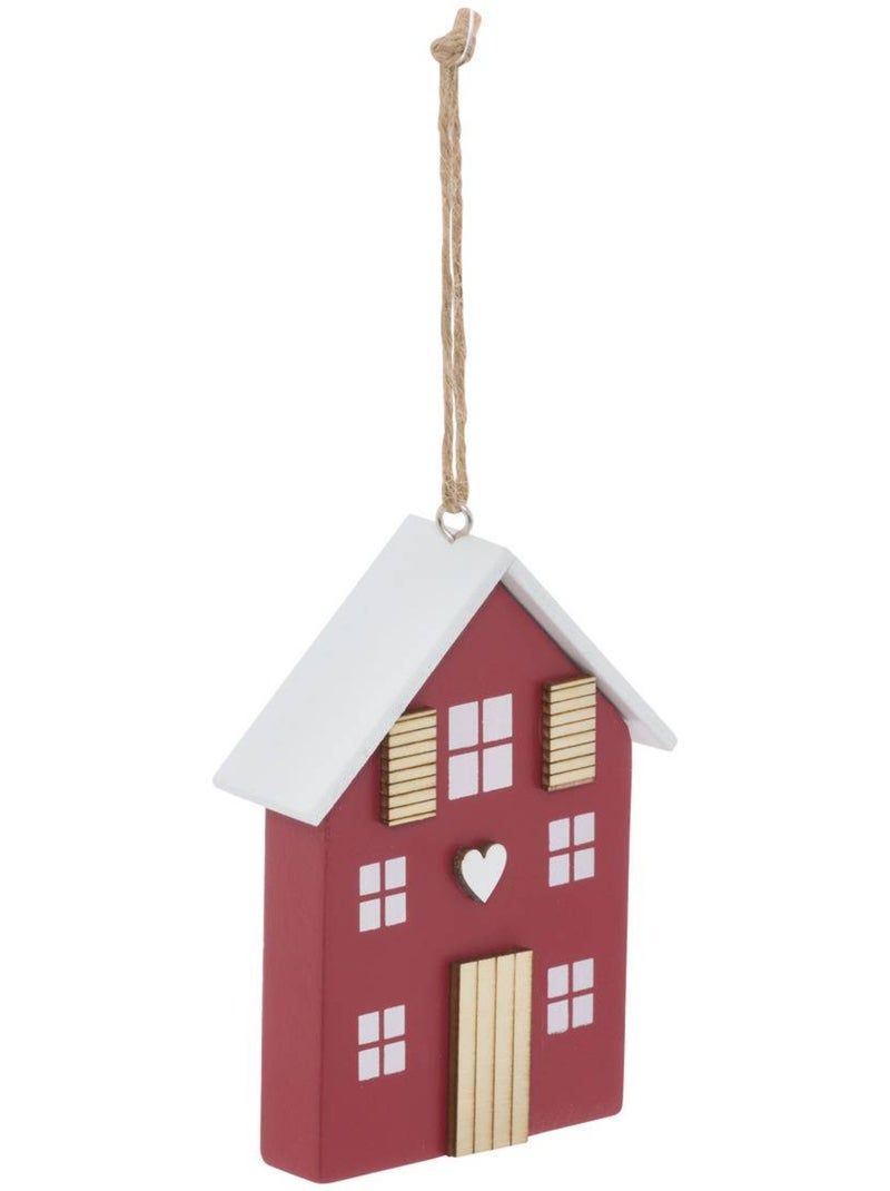 Suspension de sapin maison en bois rouge et vert 10 cm Rouge - Kiabi