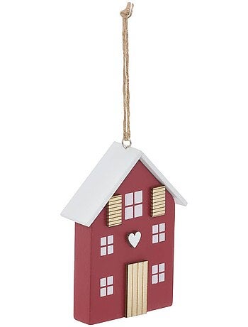 Suspension de sapin maison en bois rouge et vert 10 cm
