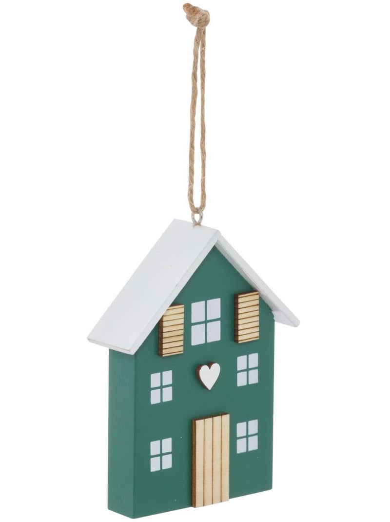 Suspension de sapin maison en bois rouge et vert 10 cm Vert - Kiabi