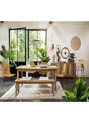 Suspension design en métal et raphia