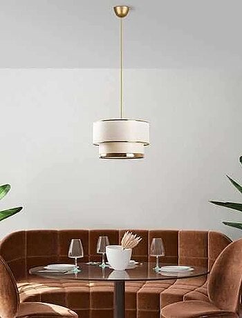 Suspension double cylindre en coton et métal design vintage EPHESE