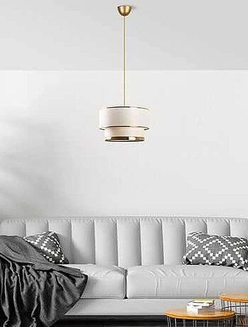 Suspension double cylindre en coton et métal design vintage EPHESE
