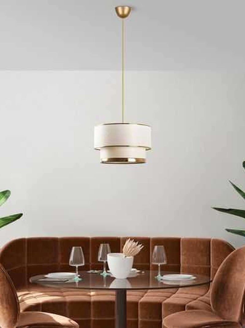 Suspension double cylindre en coton et métal design vintage EPHESE Blanc - Kiabi