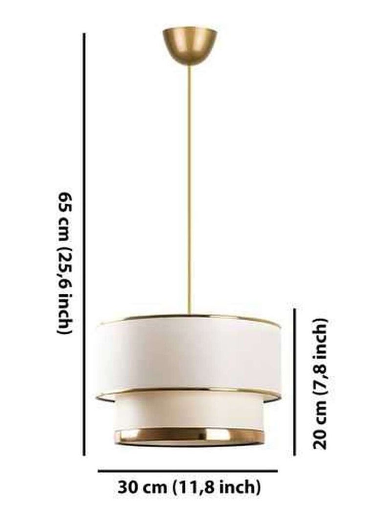 Suspension double cylindre en coton et métal design vintage EPHESE Blanc - Kiabi