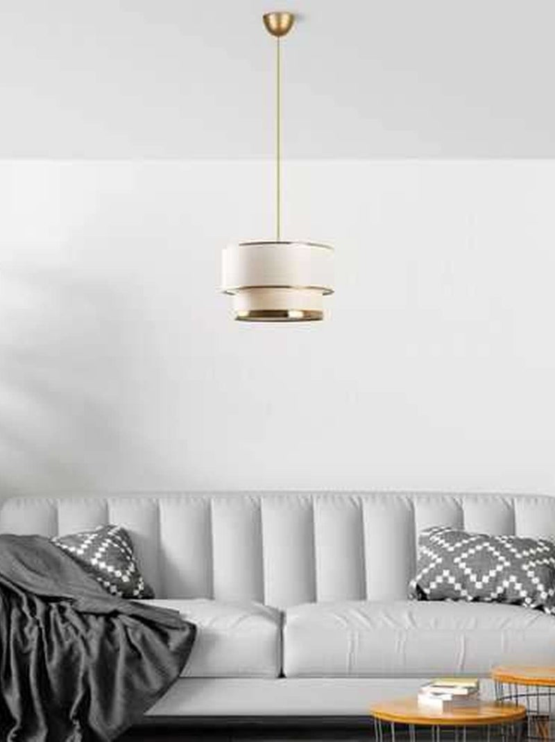 Suspension double cylindre en coton et métal design vintage EPHESE Blanc - Kiabi