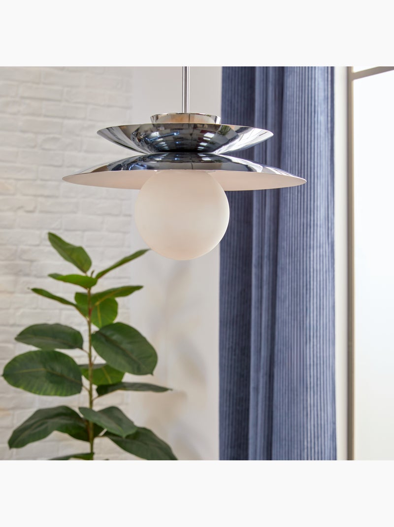 Suspension en acier globe en opaline OMIA Argent - Kiabi