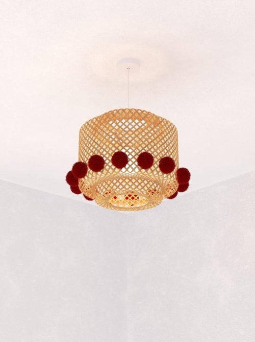 Suspension en bambou diam 28cm avec pompons - Kiabi