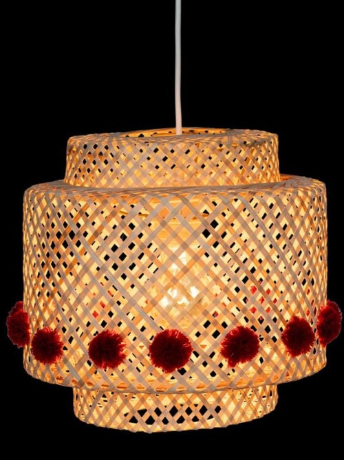 Suspension en bambou diam 28cm avec pompons - Kiabi