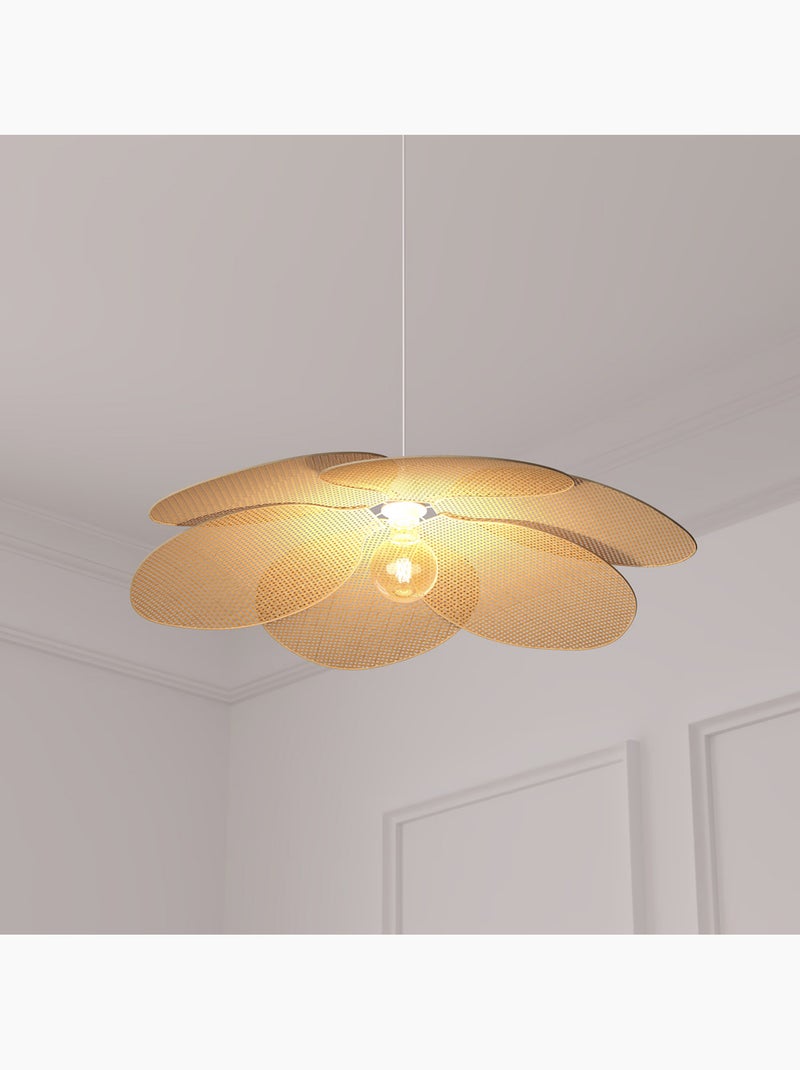 Suspension en bambou forme fleur à pétales 62cm RYM Beige - Kiabi