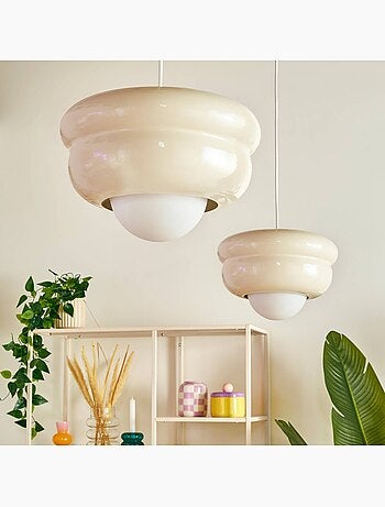 Suspension en fonte diffuseur en verre 28cm PATTY