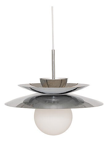 Suspension en métal - Effet chrome avec globe en verre