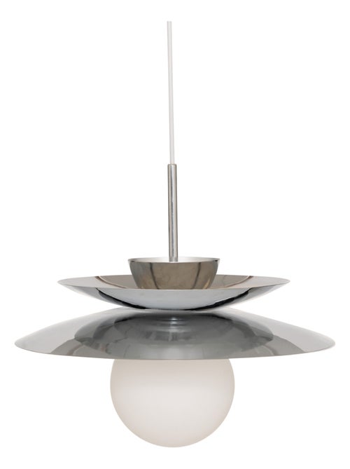 Suspension en métal  - Effet chrome avec globe en verre - Kiabi