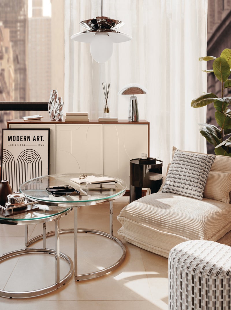 Suspension en métal  - Effet chrome avec globe en verre Argent - Kiabi