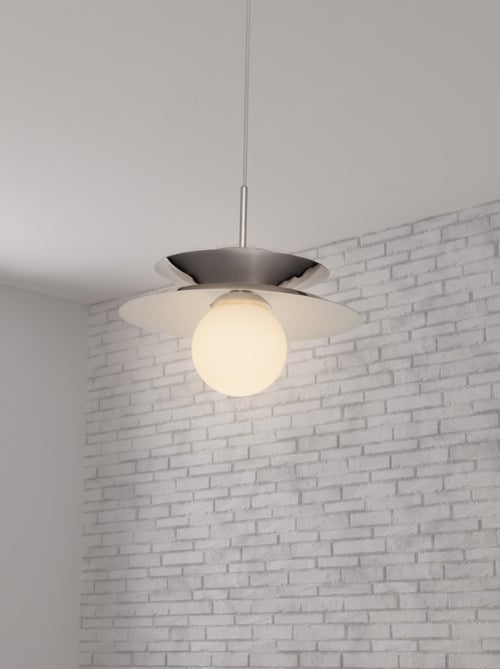 Suspension en métal  - Effet chrome avec globe en verre - Kiabi
