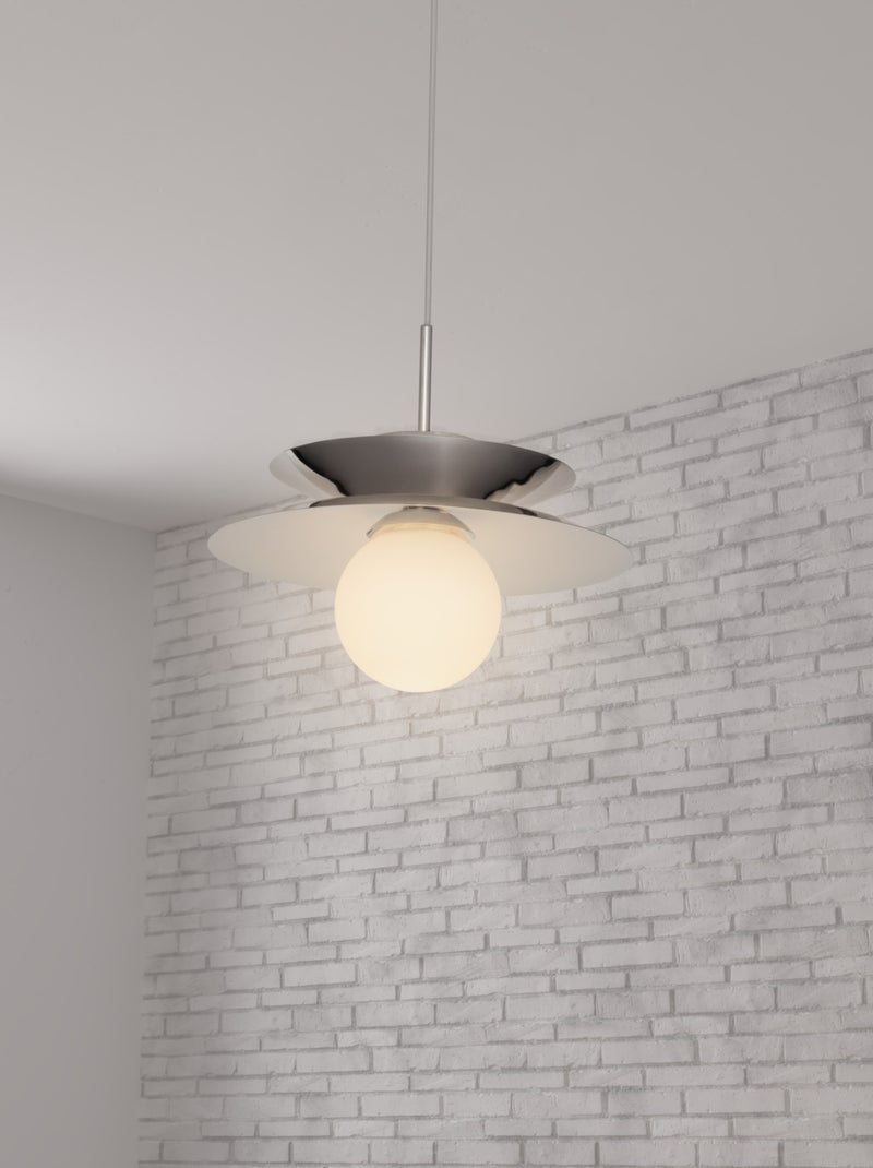 Suspension en métal  - Effet chrome avec globe en verre Argent - Kiabi
