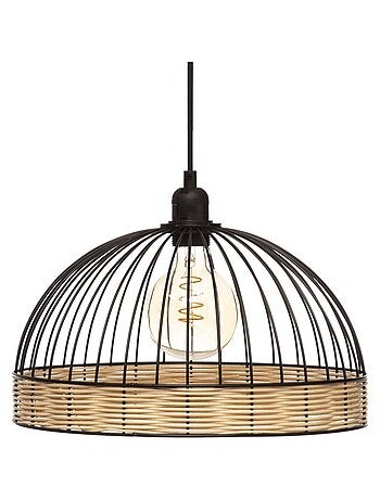 Suspension en métal et rotin