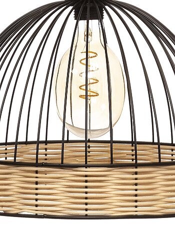 Suspension en métal et rotin