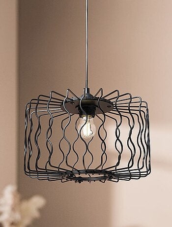 Suspension en métal noir ondulé