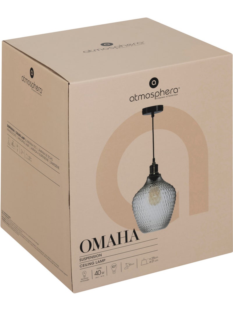 Suspension en verre texturé OMAHA Transparent - Kiabi