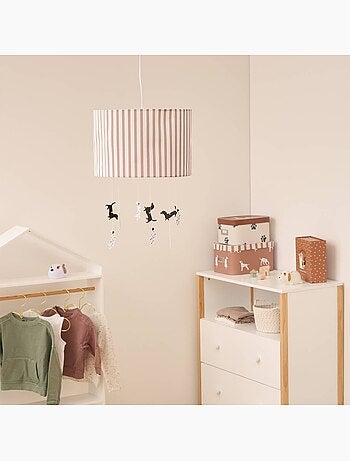 Suspension enfant abat-jour rayé avec figurines SCOTT