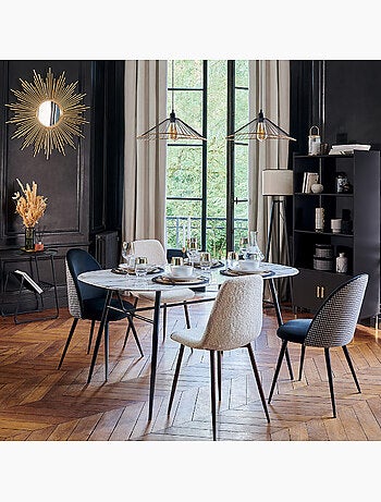 Suspension filaire en métal contour effet bois ALARA