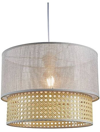 Suspension gigogne ronde cannage tissu gris D35