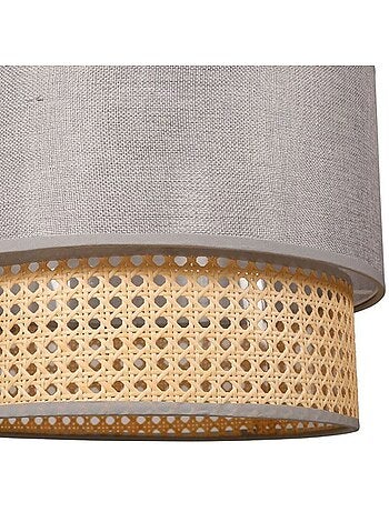Suspension gigogne ronde cannage tissu gris D35