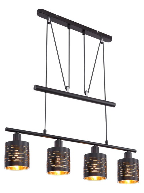 Suspension industrielle 4 lumières en métal et verre TUNO - Kiabi