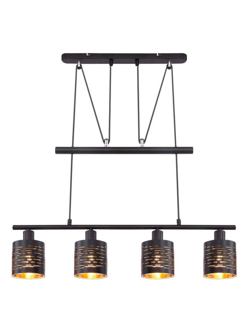 Suspension industrielle 4 lumières en métal et verre TUNO Noir - Kiabi