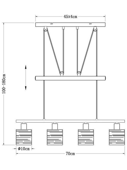 Suspension industrielle 4 lumières en métal et verre TUNO - Kiabi