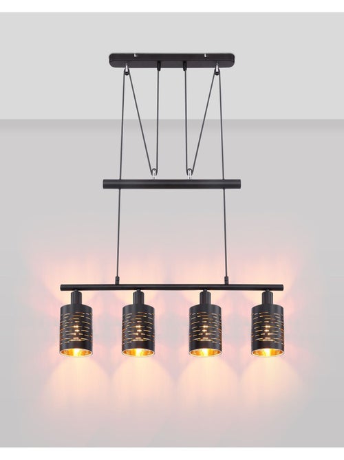 Suspension industrielle 4 lumières en métal et verre TUNO - Kiabi