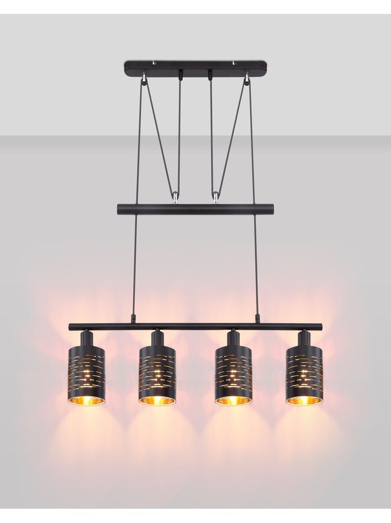 Suspension industrielle 4 lumières en métal et verre TUNO Noir - Kiabi