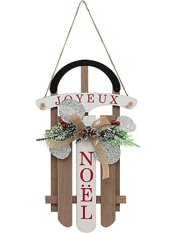 Suspension luges avec branches en bois h35cm