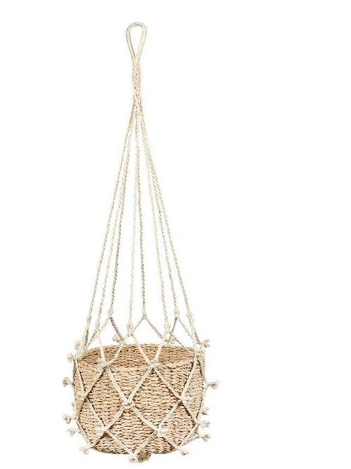Suspension macramé porte plantes en algue marine 110 cm - Kiabi