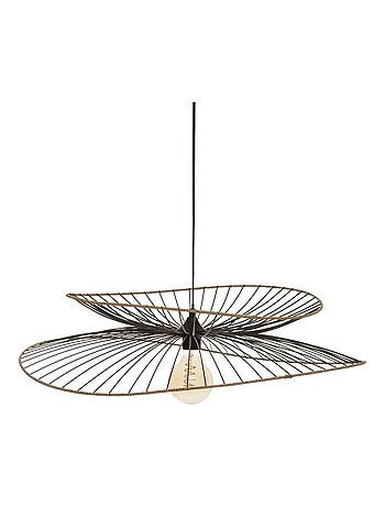 Suspension métal et rotin Alara noir D69.5