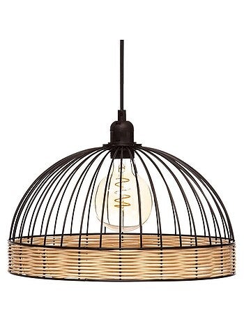 Suspension métal filaire rotin Suwa noir D35