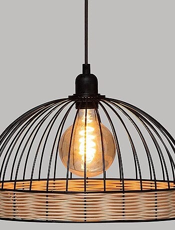 Suspension métal filaire rotin Suwa noir D35